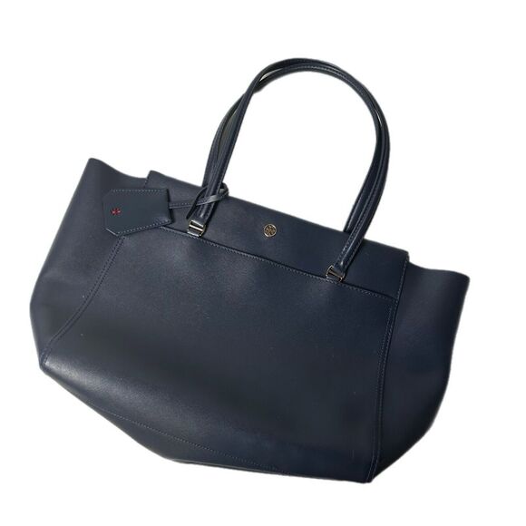 Tory Burch Handbags - Tory Burch Parker Leather Navy Top Zip Shoulder Bag Large Tote